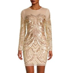 NWT Aidan Mattox long sleeve beaded dress